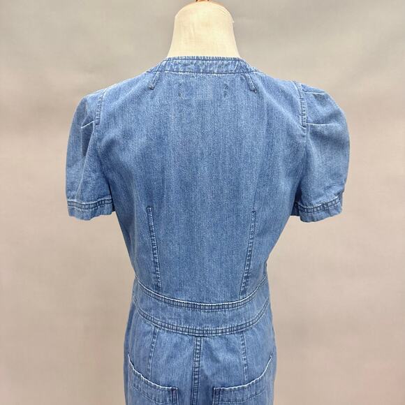 J. Crew Point Sure Patch-pocket utility jumpsuit in indigo denim Size 4 Wide Leg - Picture 9 of 16
